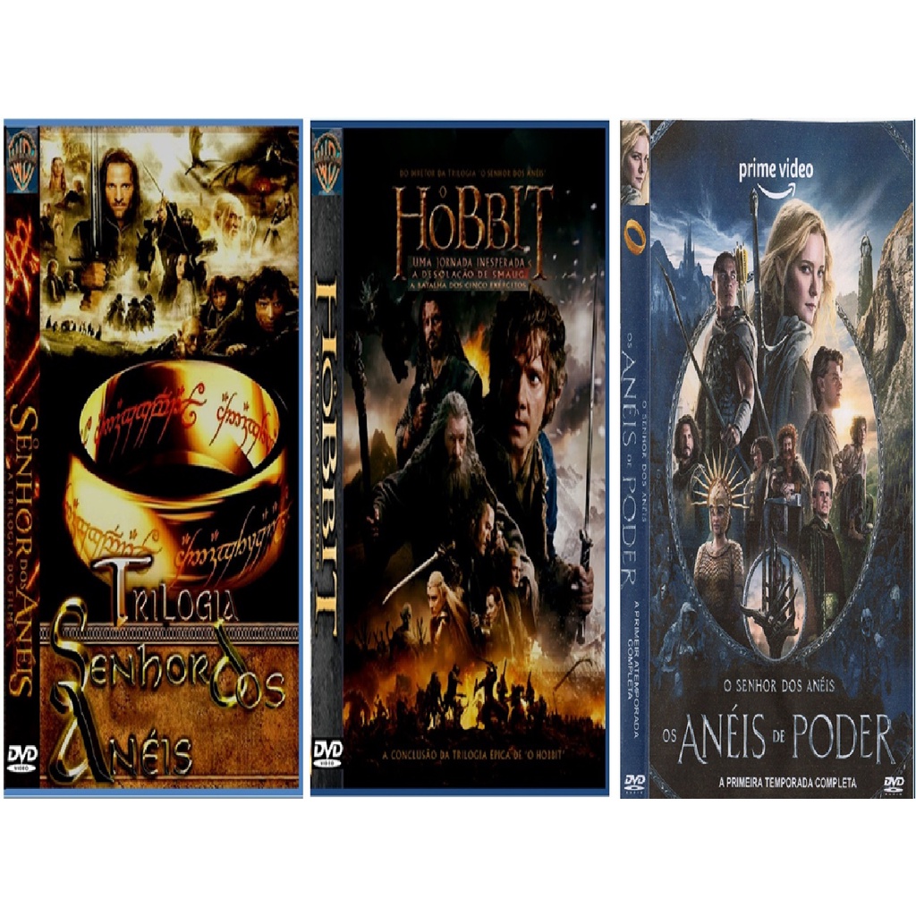Dvd Box Filmes Coleção: O Senhor Dos Aneis - Hobbit - Os Aneis de Poder (13 Dvds)
