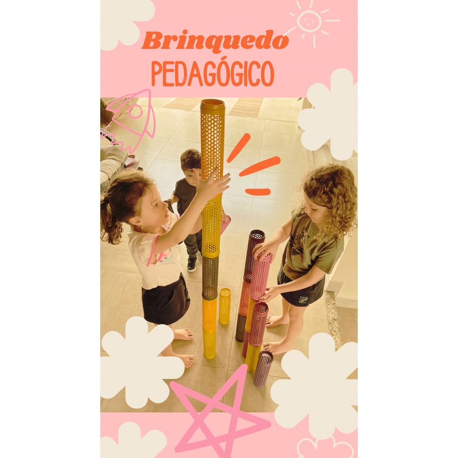 5 Cilindros Plasticos Vazados Pedagógicos Brinquedos Infantil em Oferta na Shopee