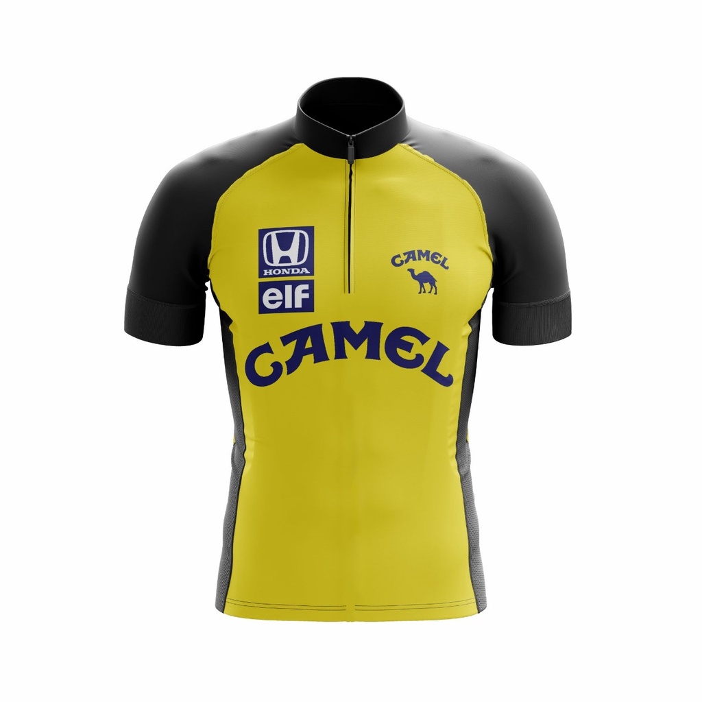 Camisa de Ciclismo Blusa Masculina Lotus Camel Manga Curta Equipe