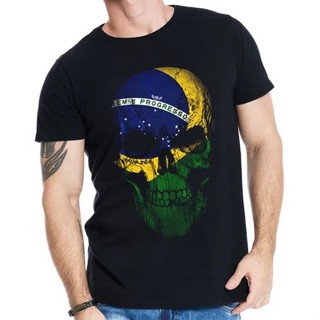 Camiseta Copa Mundo Brasil torcedor Caveira Bandeira