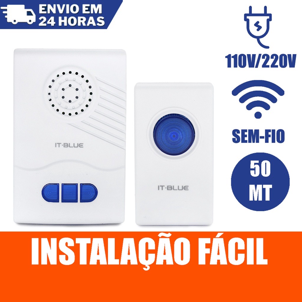 Campainha Residencial Sem Fio Bivolt Anti-respingo 32 Toques