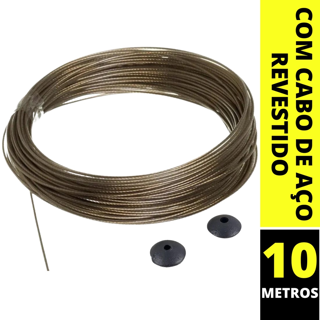 Corda Varal de Aço De Roupas Reforçado Resistente 10 Metros Revestido Cabo de Aço
