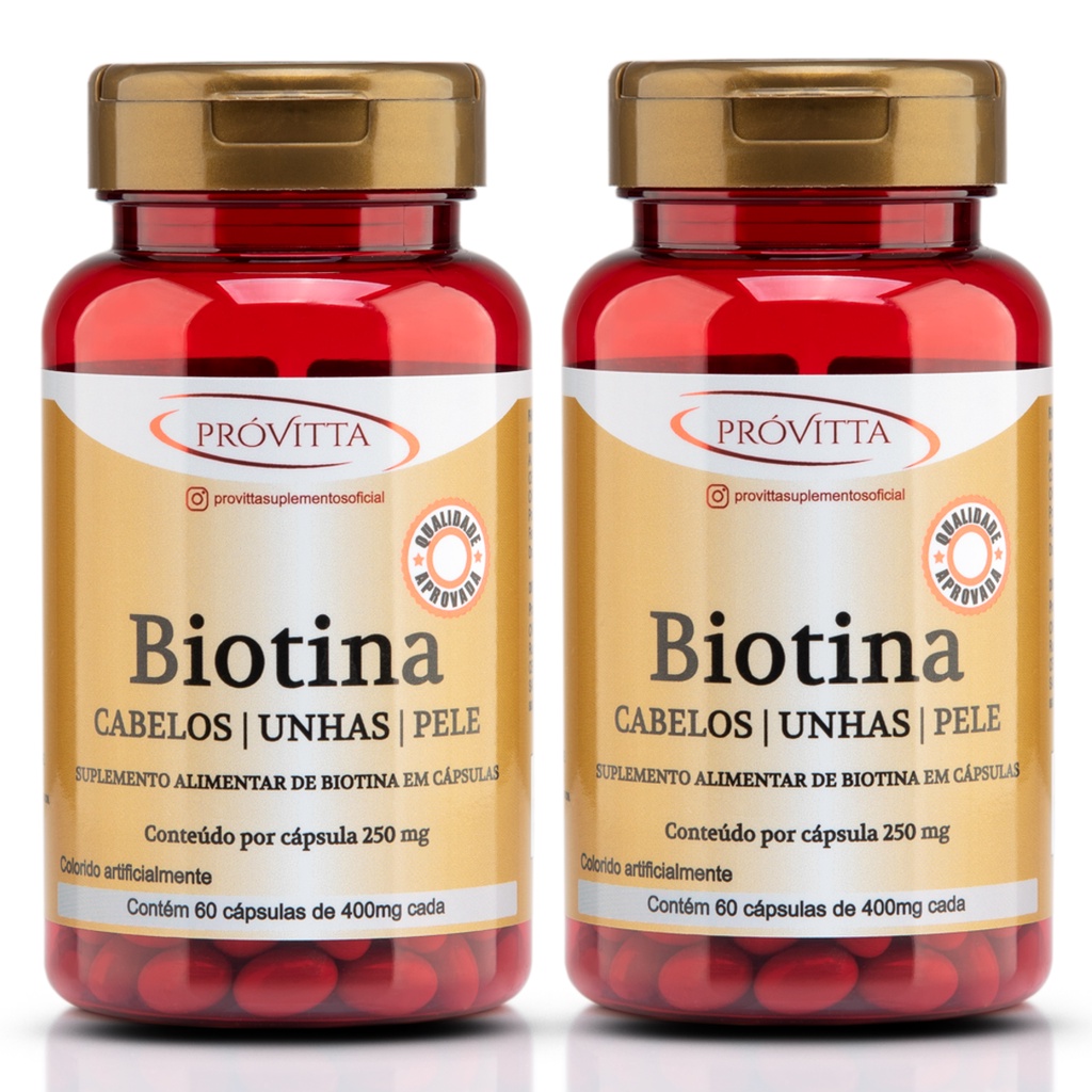 Kit 2 Biotina Firmeza Crescimento Cabelos Unhas Pele