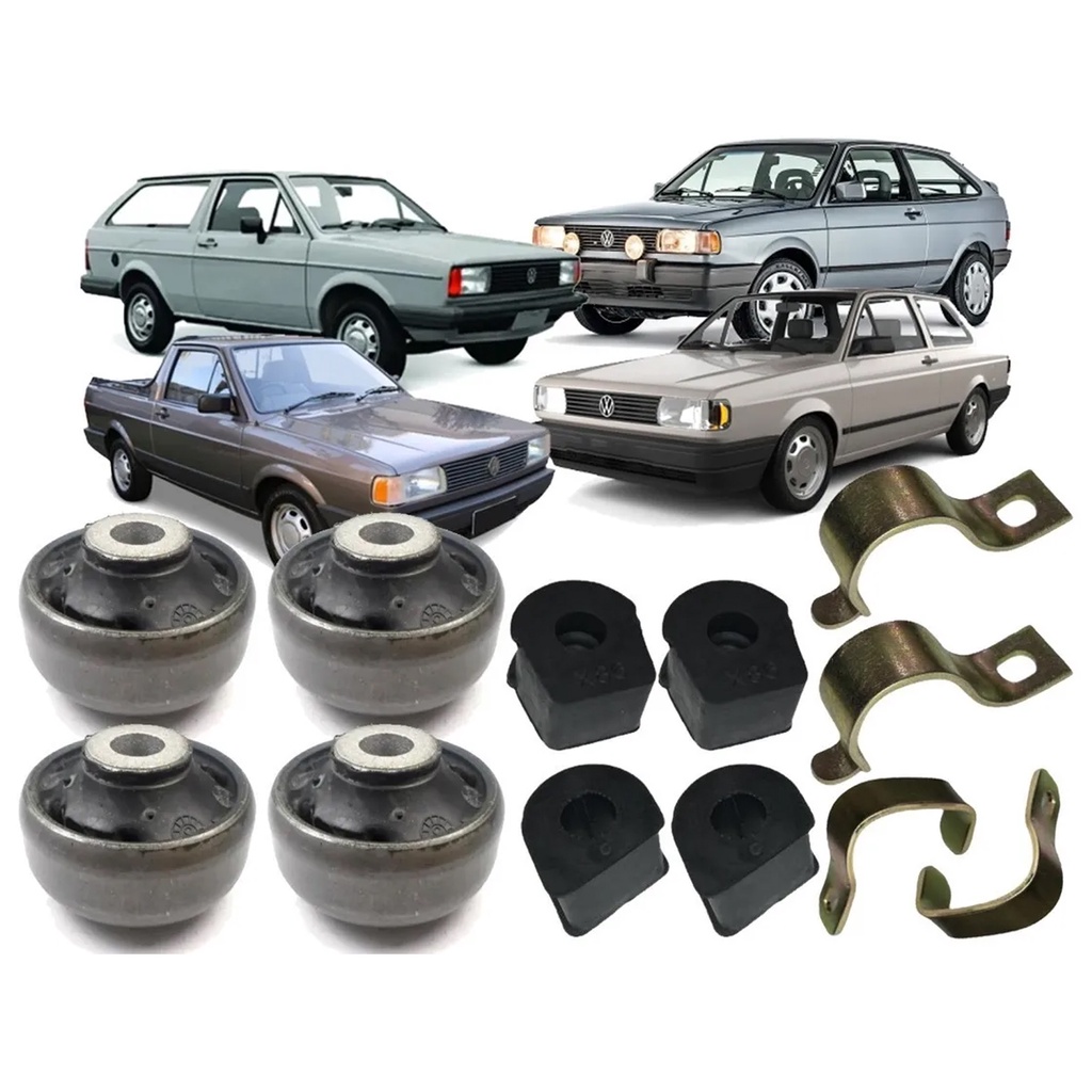 Kit Buchas Bandeja Balança Leque e Barra Com Abraçadeira Gol Quadrado 1980 1981 1982 1983 1984 1985 1986 1987 1988 1989 A 1990