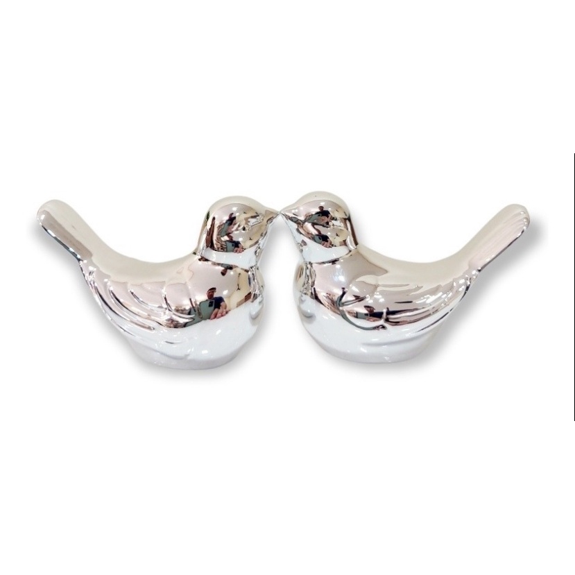 Kit 2 Passarinhos Enfeite de Mesa/ Casal Passarinho De Porcelana