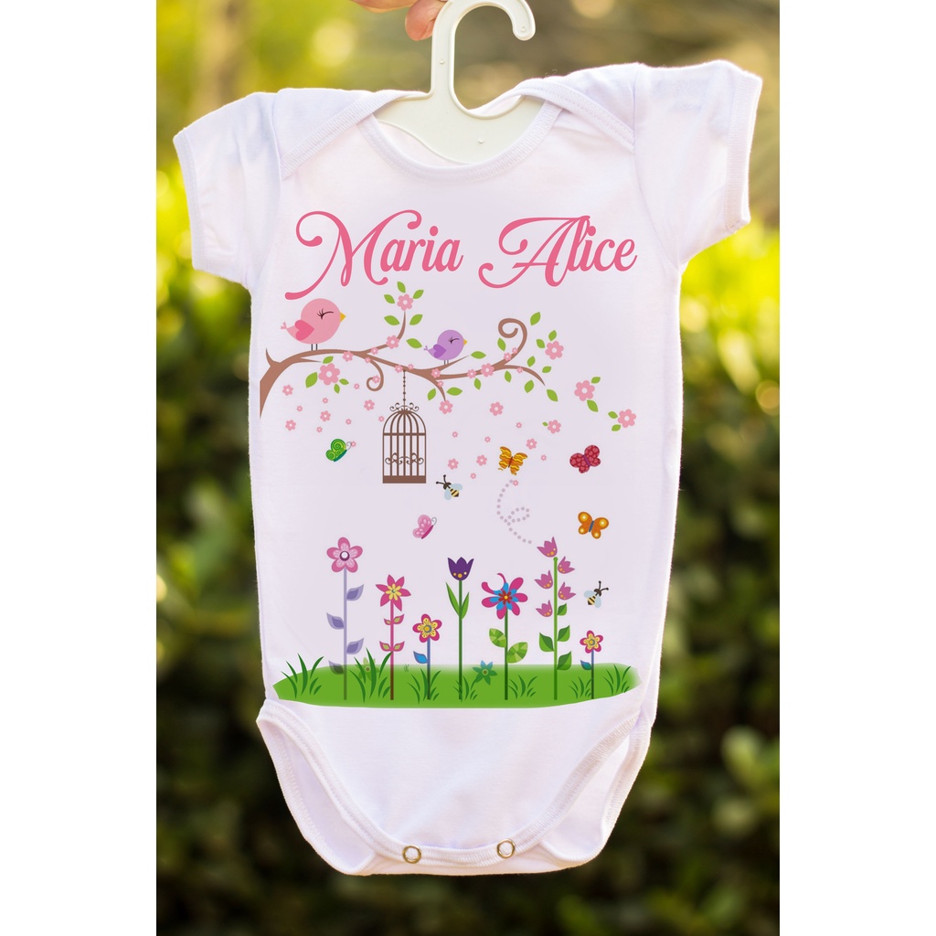 Body bebê roupa infantil mesversario jardim encantado em Oferta na Shopee