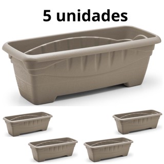 Kit 5 Unidade Vaso Floreira Jardineira Retangular 7 Litros Grande Areia Decoração