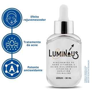 Luminous Skin Sérum Ultra Concentrado 30g - Tratamento Facial Antissinais com Vitamina C, Antiacne, Diminui Manchas, Hidratante, Niacinamida PC, Skin care, Maquiagem