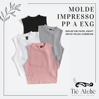 MOLDE EM PAPEL KRAFT DE CROPPED JUSTO SEM MANGAS COM GOLA PARA COSTURA MODELAGEM EM PAPEL KRAFT em Oferta na Shopee