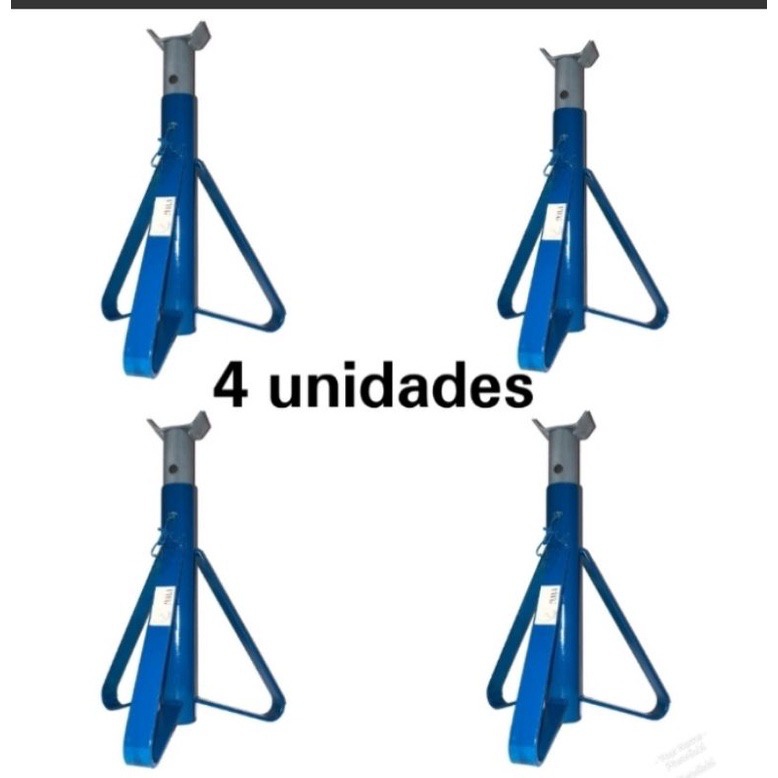 Kit com 4 unidades Cavalete 2 toneladas automotivo p/ veiculos tripé preguiça