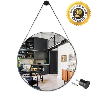 Espelho Redondo Decorativo Suspenso Alça 60cm + Pino Suporte em Oferta na Shopee