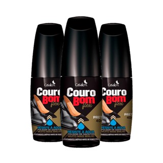 Polidor de Sapatos Casa Km Couro Bom Flex Preto Resistente à Água 40ml (Kit com 3)