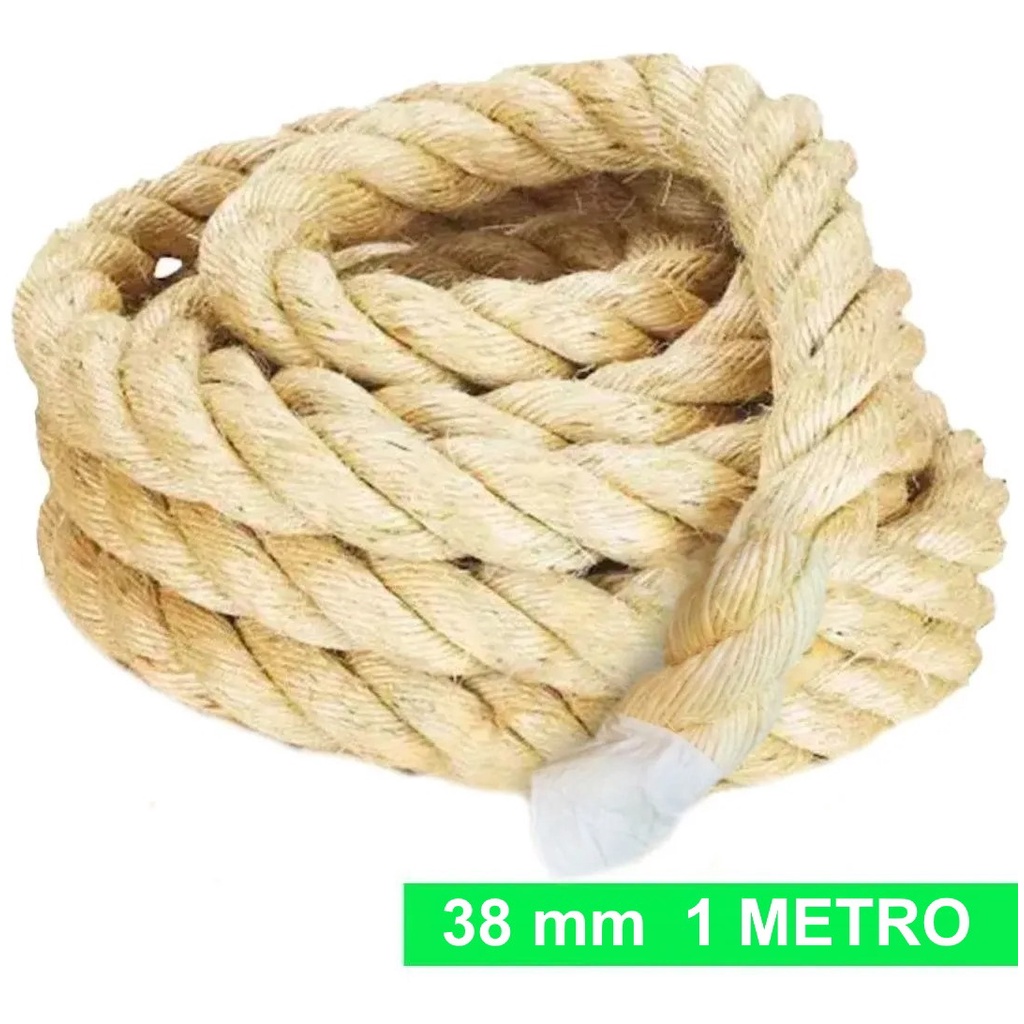 Corda De Sisal Natural 38mm 1mt Naval Reforçada Decorações Artesanatos Cross Esporte Balanço