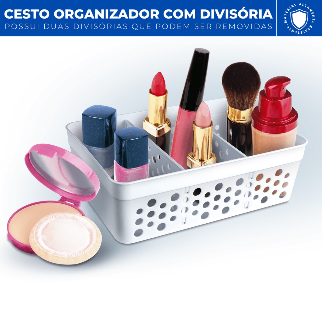 Cesto Organizador Trama Rattan c/ Divisoria Removivel 17x11