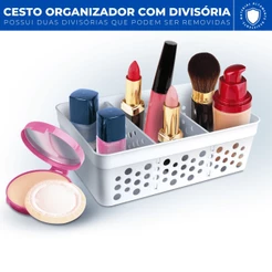 Cesto Organizador Trama Rattan c/ Divisoria Removivel 17x11
