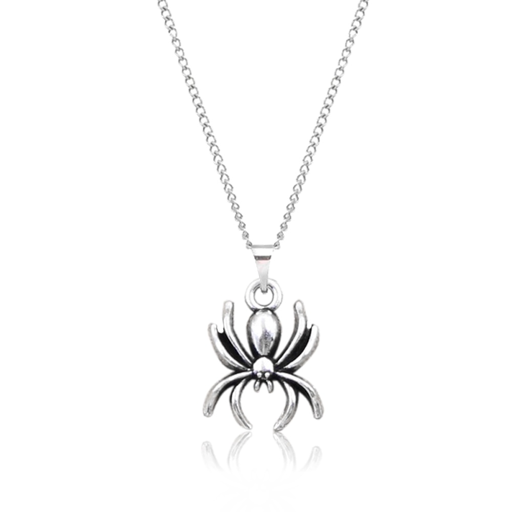 colar corrente choker gargantilha feminino masculino aranha halloween charms cor prateado