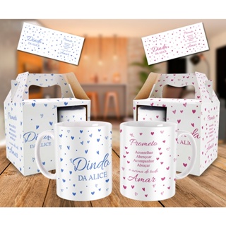 Kit Caneca Personalizada Dindo e Dinda Batizado Padrinhos com Nome em Oferta na Shopee