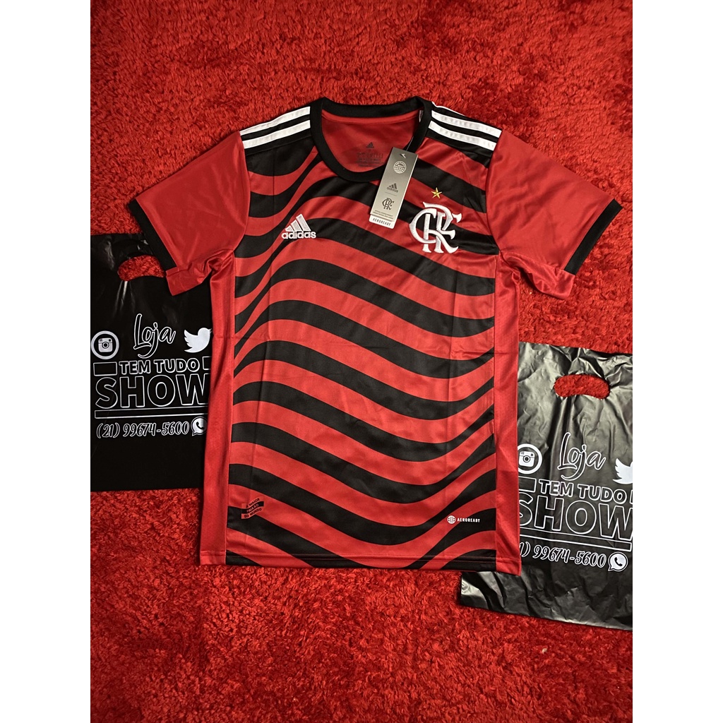 CAMISA DO FLAMENGO - MASCULINA - 3 UNIFORME - MODELO 2022 - CAMISETA DO FLAMENGO - PRETO C/ VERMELHO - camiseta do mengao