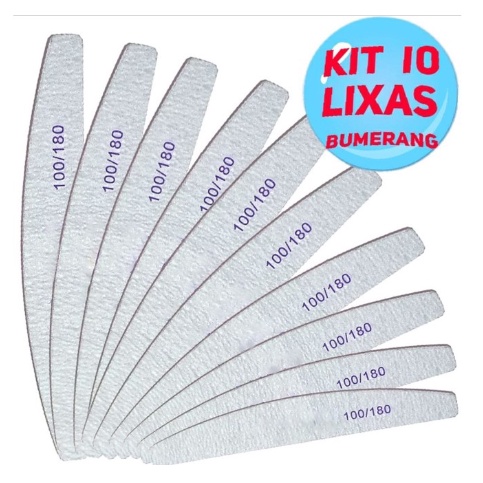 10 Lixa Bumerangue  Unhas Porcelana Acrygel Fibra