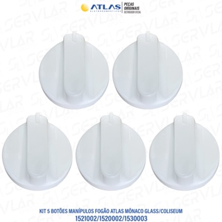 KIT C/ 5 BOTÕES MANÍPULOS PARA FOGÕES ATLAS MÔNACO GLASS 4 OU 5 BOCAS 100% ORIGINAL em Oferta na Shopee