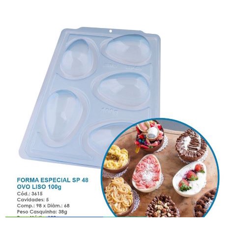 Forma de silicone (3 partes) Bwb Ovo Liso 100G Silicone 3 Partes Profissional Cod-3615 Pascoa em Oferta na Shopee