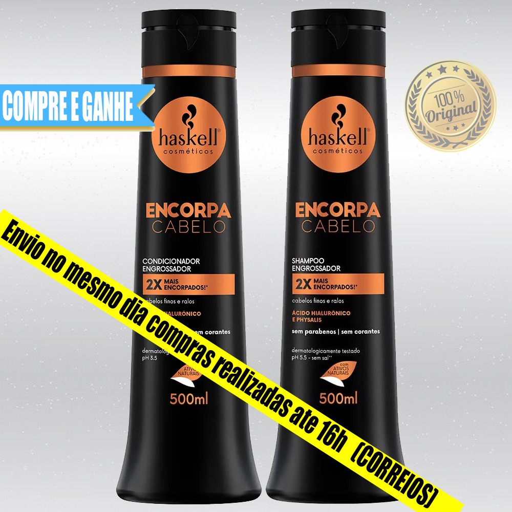 Kit Haskell Encorpa Cabelo Sh. Cond. 500ml - Engrossador de Fios em Oferta na Shopee
