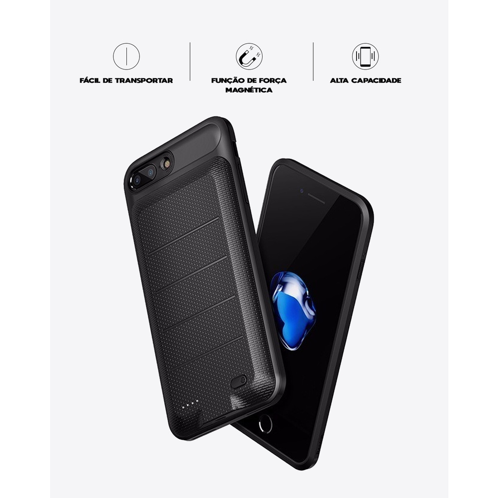 Capinha Portátil iPhone 6 Plus/6s Plus Carregador Apple Indução Power Bank Original Baseus Capa Carregadora Magnética