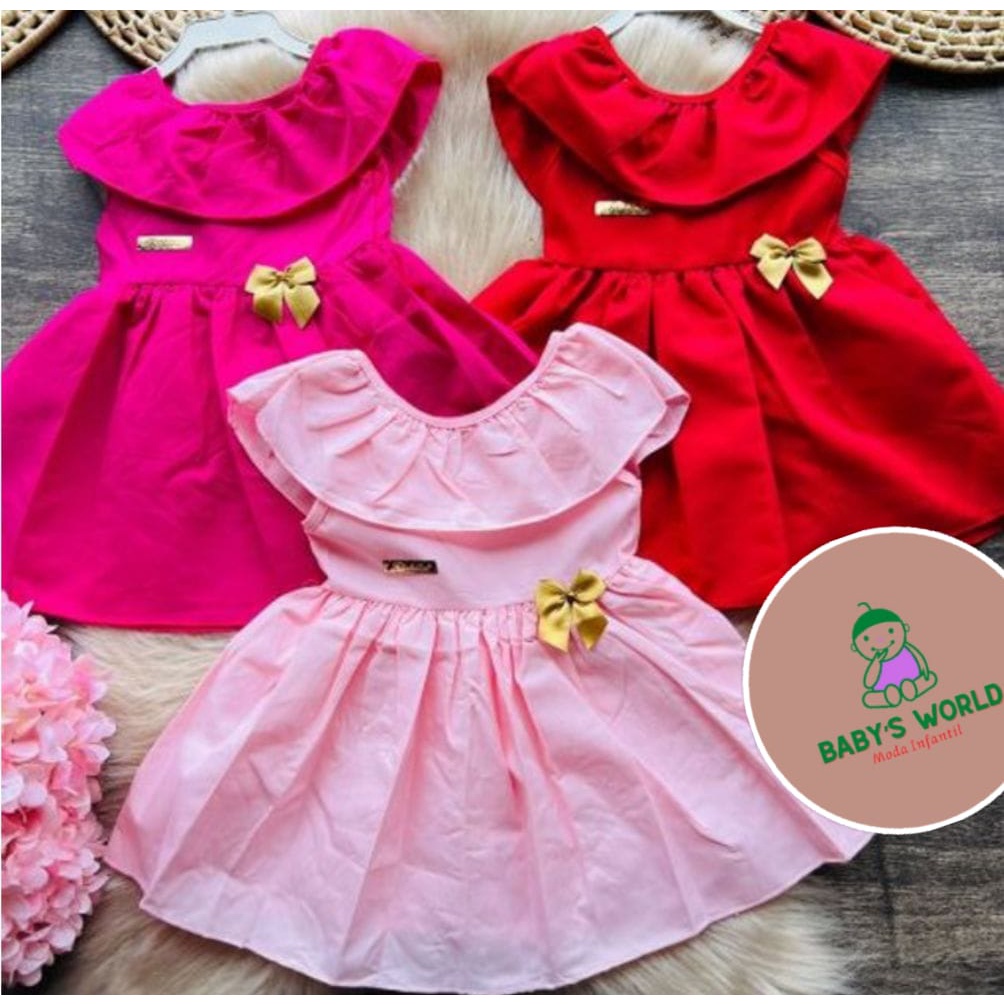Vestido Ciganinha c/ Laço para Bebê