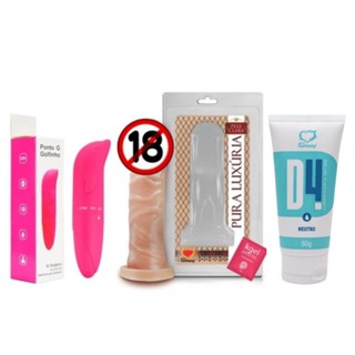 Kit Vibrador golfinho vibrador pontog Feminino 12x3 Cm Pinto de borracha 11x3,1 Cm Consolo sex shop