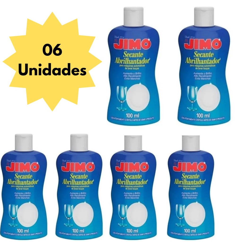 Kit 06 secador abrilhantador para maquina lavar louças jimo 100ml cada