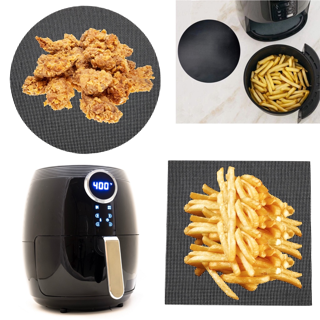 Kit 2 Peças Tapete Manta Grill Silicone Airfryer ou Churrasqueira Antiaderente Reutilizável