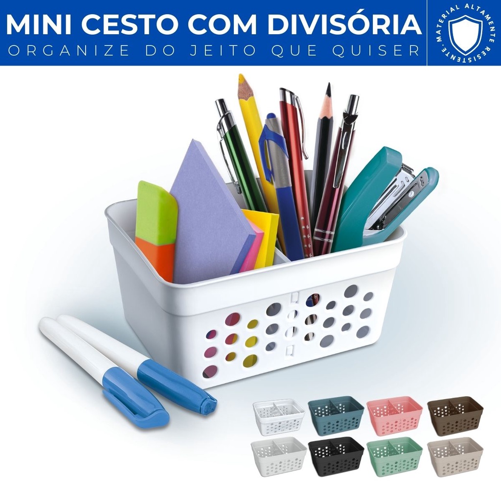 Mini Cesto Organizador Trama Rattan com Divisória Removível Ideal p/ Guardar Canetas Lápis Borrachas Joias 11x8 em Oferta na Shopee