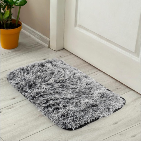 Tapete Peludo para Porta Felpudo Cinza Mesclado 40cm x 60cm Antiderrapante Shaggy - Várias Cores em Oferta na Shopee