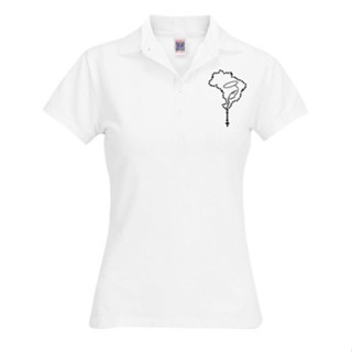 Camisa Feminina Terço de Maria Religião Camiseta Gola Polo