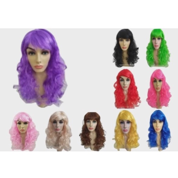 Peruca Longa Ondulada Festa Carnaval Cosplay Várias Cores em Oferta na Shopee