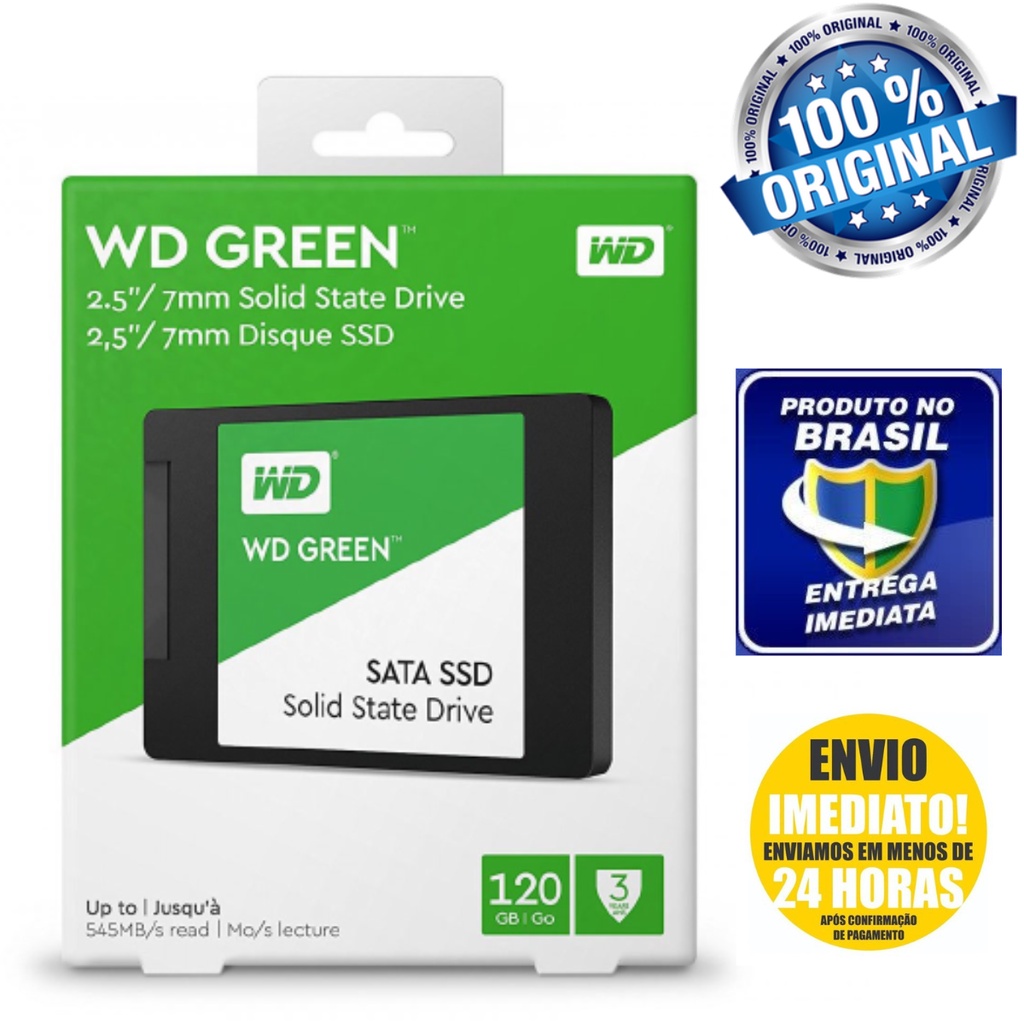 SSD WD Green 120GB / 240GB / 480GB SATA III Western Digital Computador e Notebook