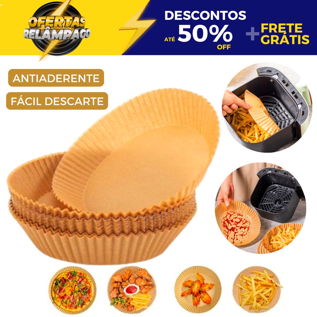 Kit Forma De Airfryer Descartavel Antiaderente De Papel Redondo