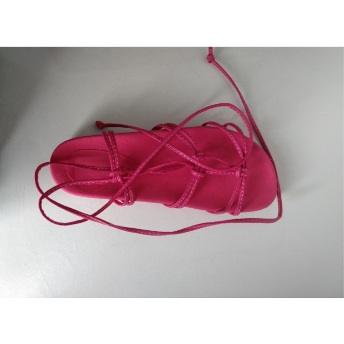 Rasteira Papete Feminino Flatform De Amarrar Pink Dubuy