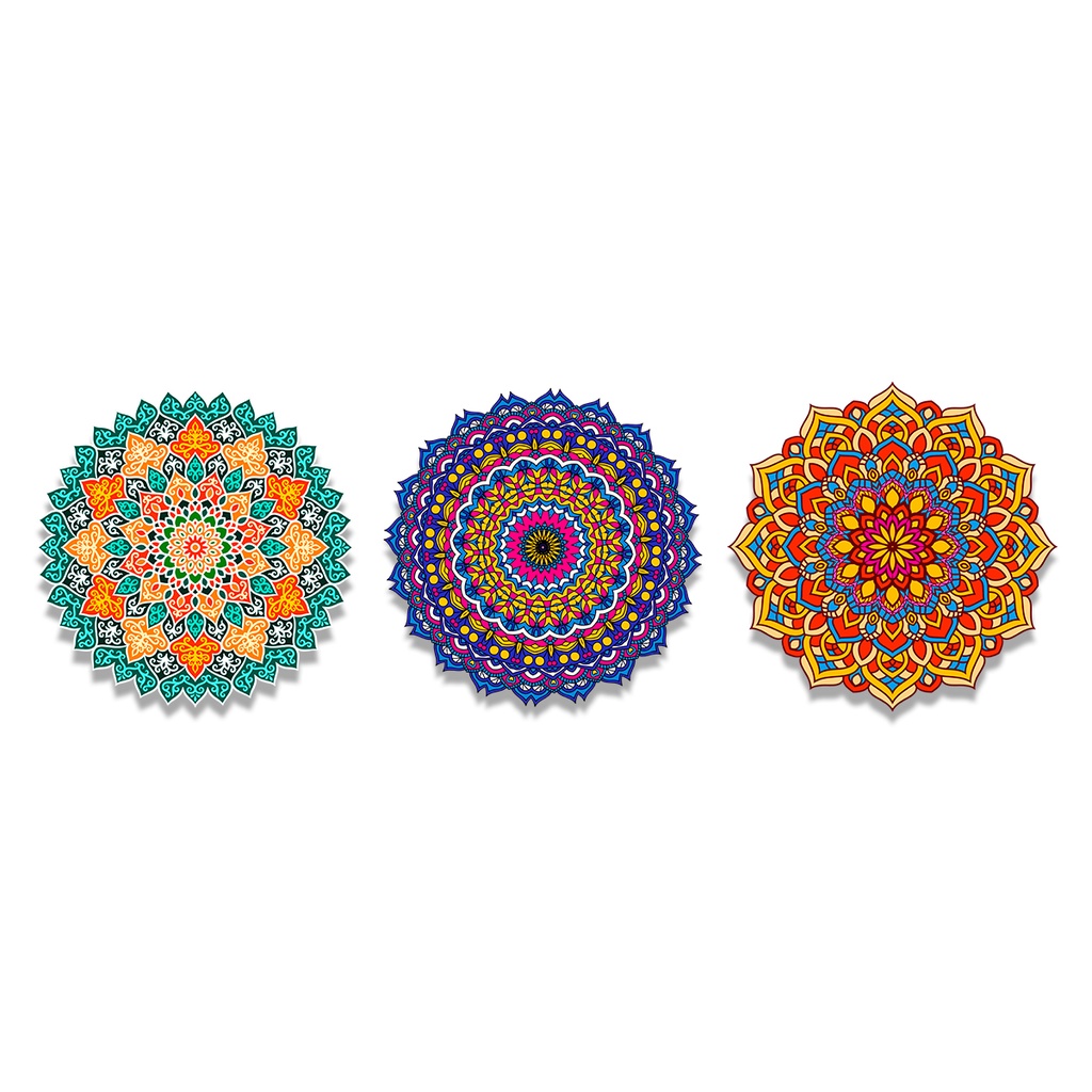 Imagem Kit 3 Quadros Decorativos Mandalas - Corte a Laser