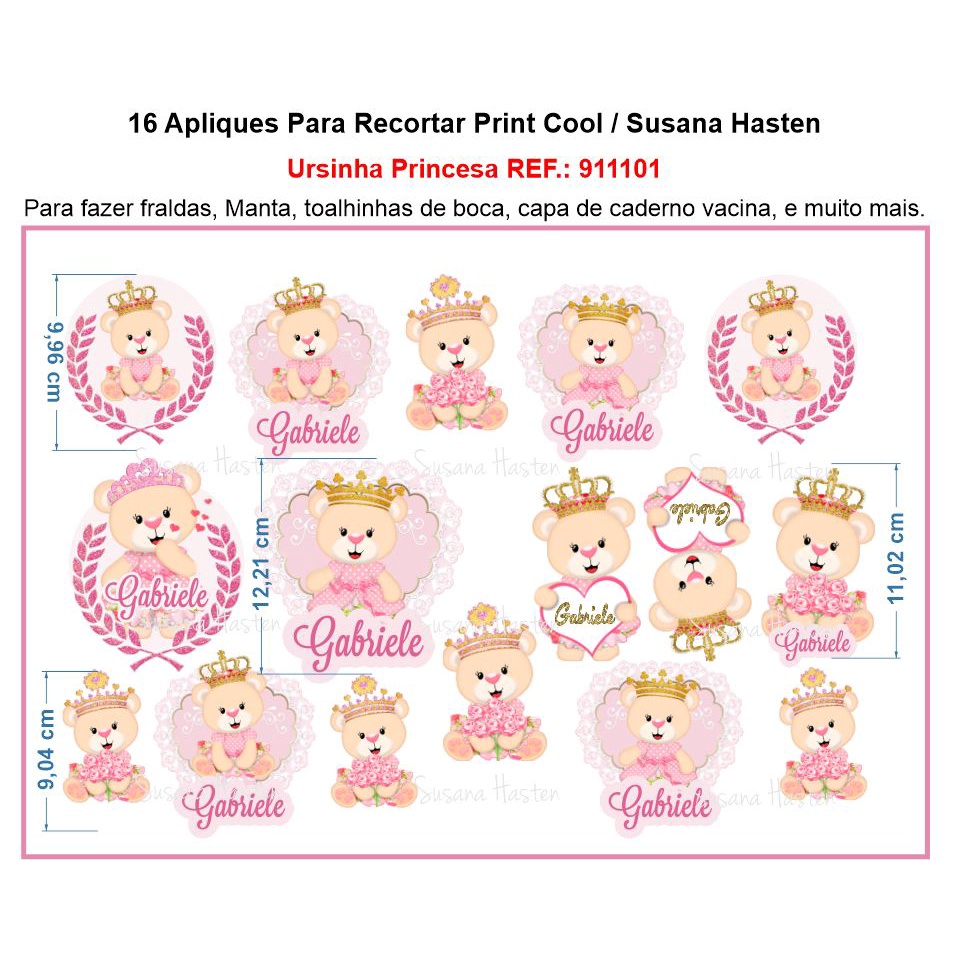 Apliques Ursinha Princesa de Tecido Patche Termocolante Para Fraldas e Roupas de Bebê em Oferta na Shopee