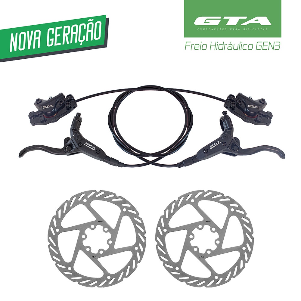 Kit Freio a Disco Hidraulico C/ Manete Aluminio Completo Bicicleta Aro 26 29 Mtb - Original GTA