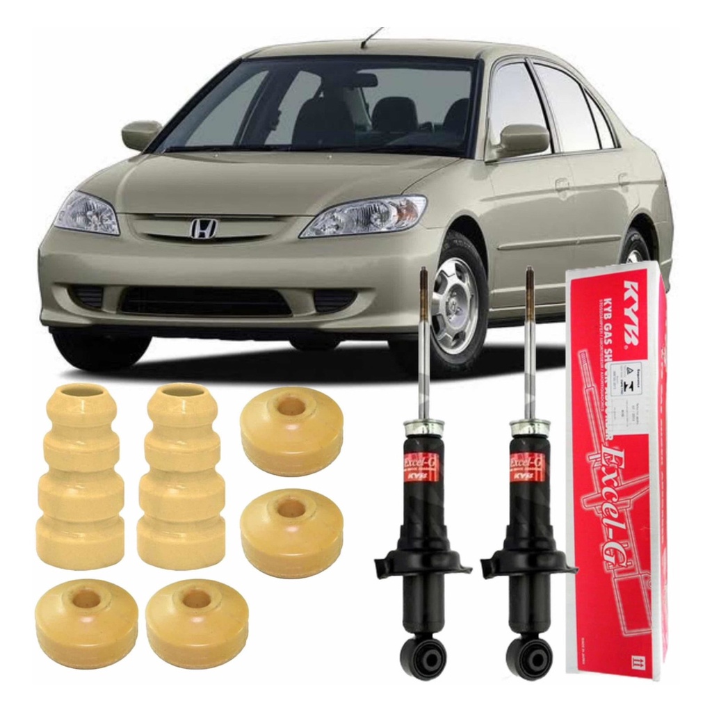2 Amortecedor Traseiro Kit Batente Honda Civic 2001 A 2005