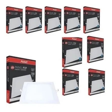 Jogo 10 Painel De Led 18w Embutir Quadrado 6500k Branco Frio em Oferta na Shopee