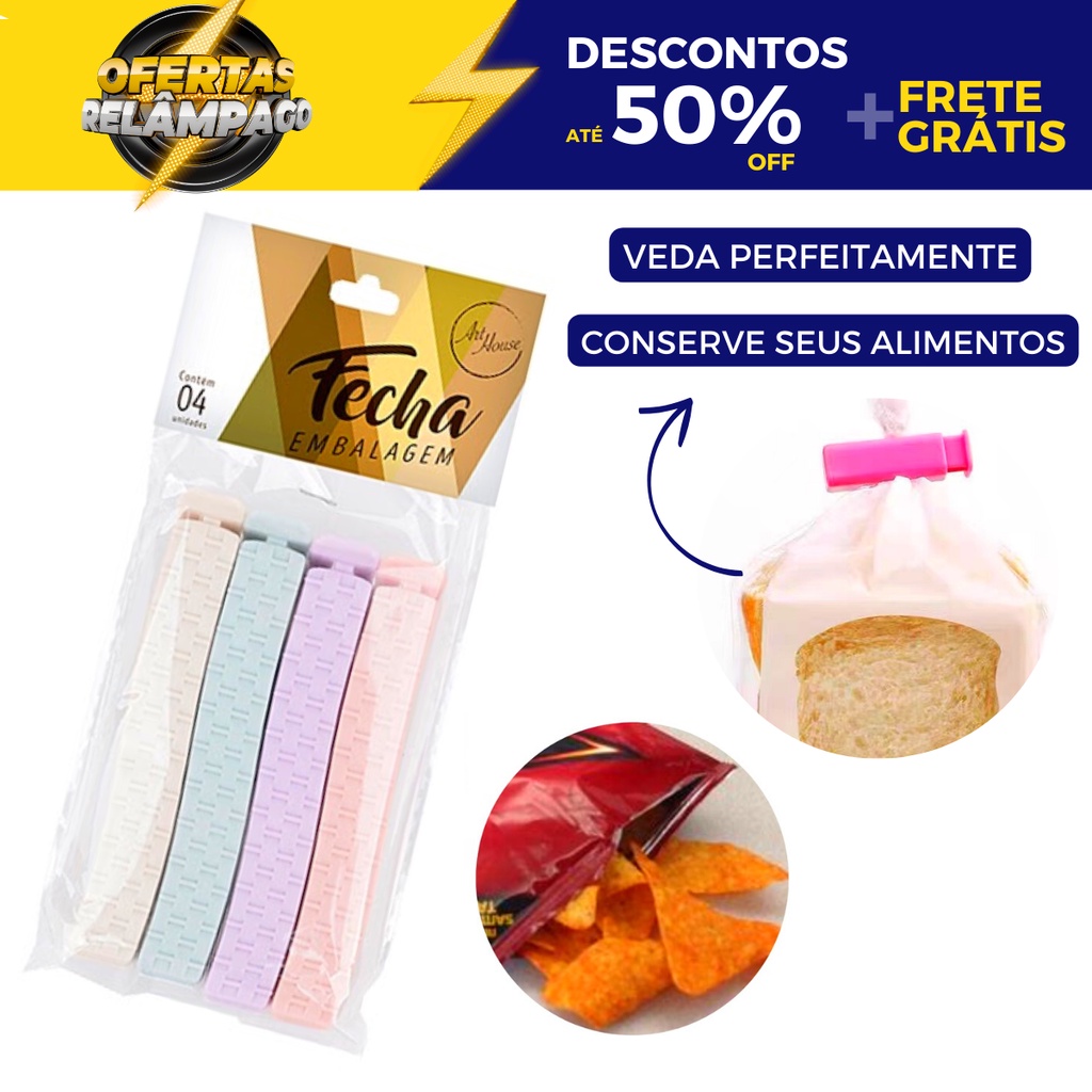 Kit 4 Unidades Fecha Embalagens Sacos Veda e Conserva Alimentos