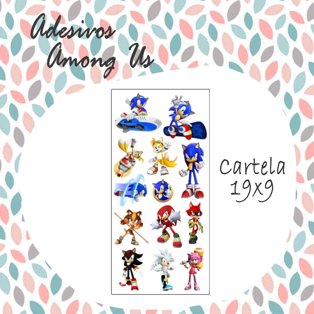 Adesivos Sonic - Etiquetas Sticker em Papel - Cartela 19x9
