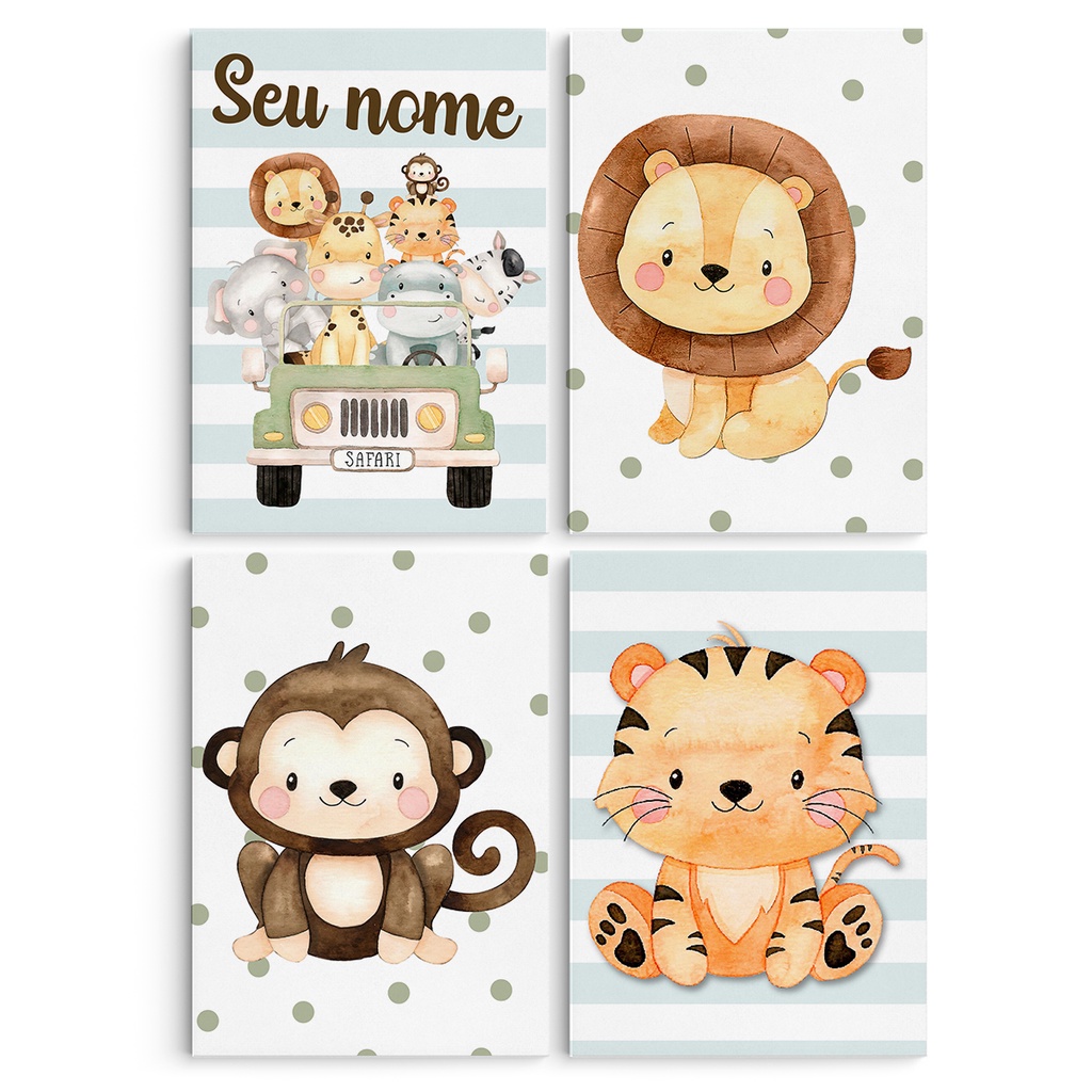 Quadro Decorativo Safari Nome Personalizado