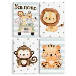 Quadro Decorativo Safari Nome Personalizado