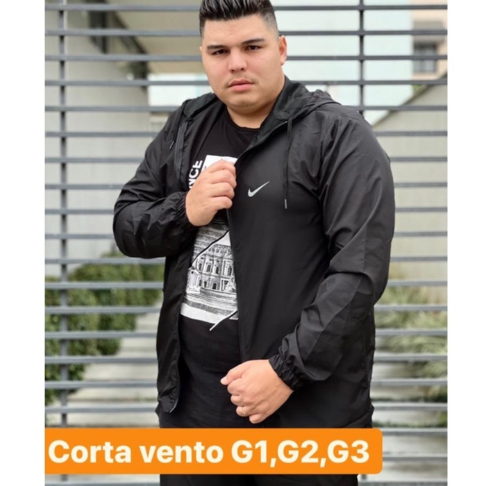 Jaqueta Corta Vento Masculino Plus Size WSS Brasil - Preto