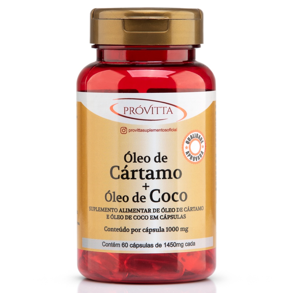 Óleo De Cartamo + Óleo De Coco 1000mg Termogênico Queima de Gordura 60 Cápsulas