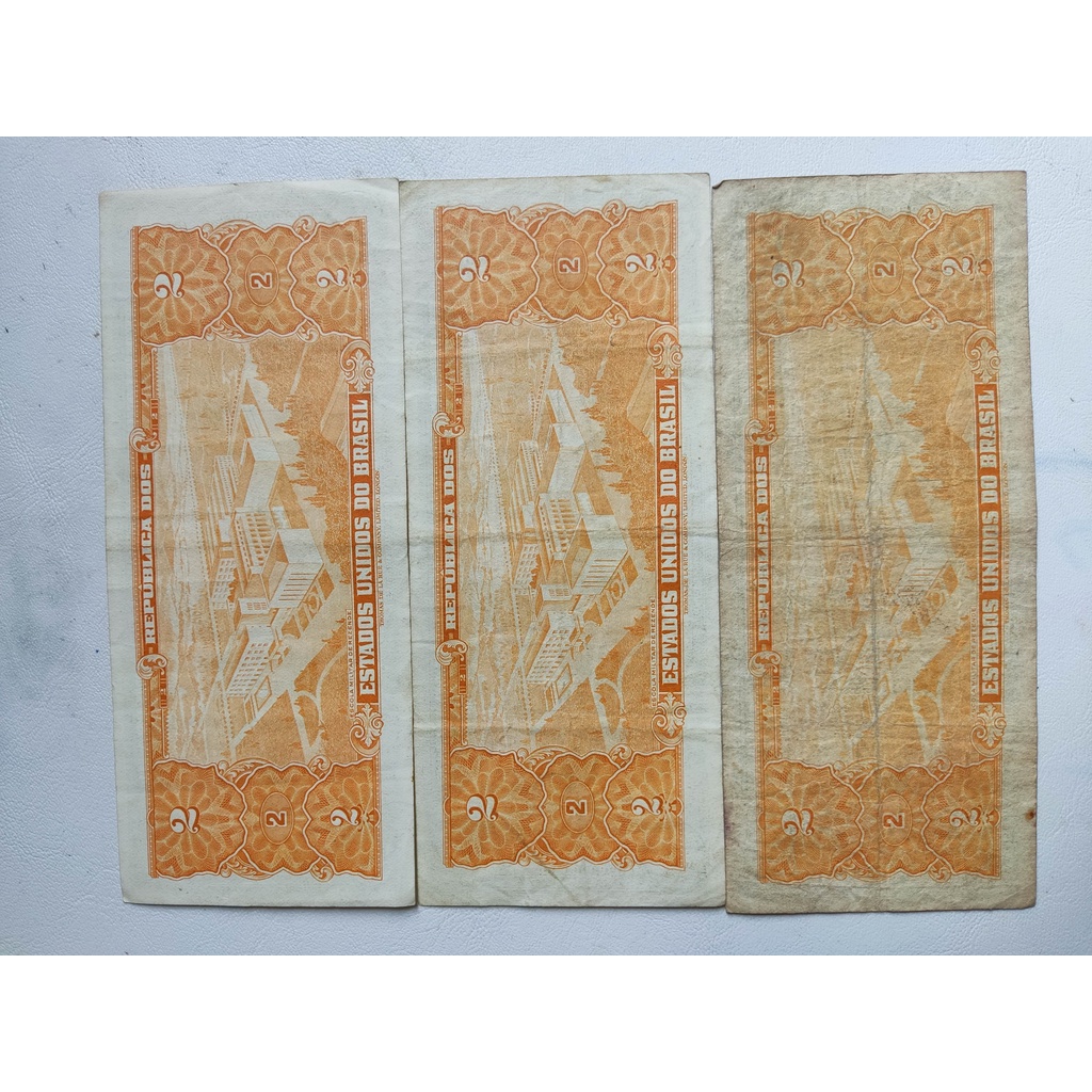 3 Notas Cédulas 2 Cruzeiros – Duque de Caxias – Sob - 1954